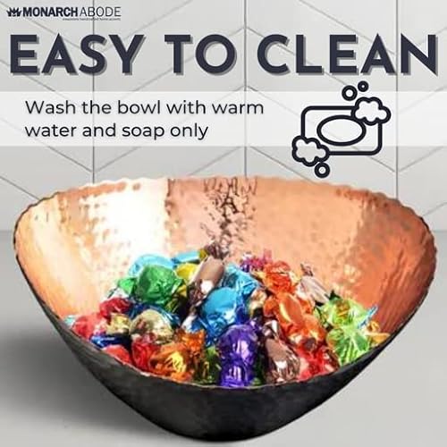 Monarch Abode Fruit Bowl, Decorative Bowl, Fruit Basket For Kitchen Counter, Hand-Hammered, Black/Copper #TOP4