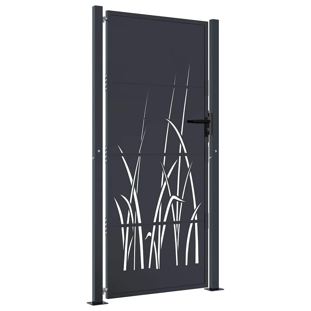 vidaXL Gartentor aus Stahl, 105x180 cm, Anthrazit – abschließbares Hoftor mit Laser-Design