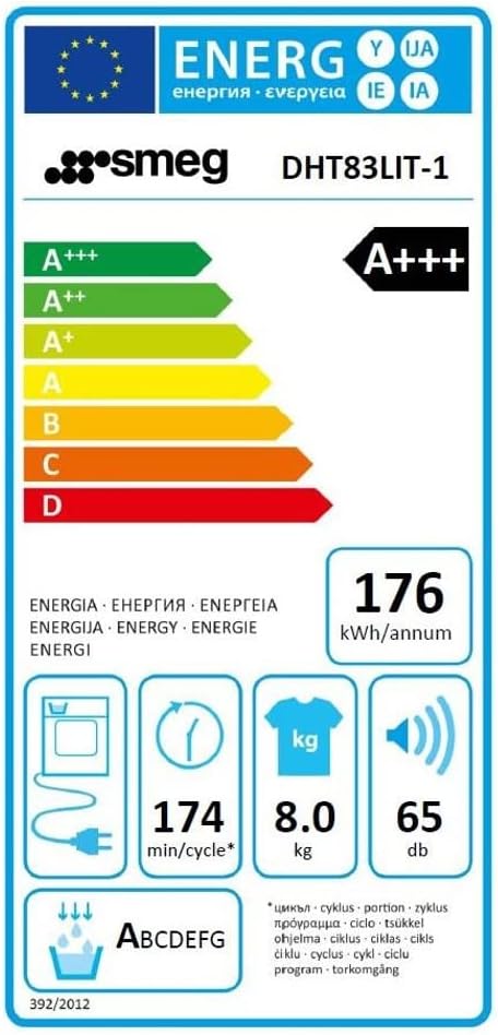 Smeg DHT83LIT-1 Libera installazione Caricamento frontale 8kg A+++ Argento, Bianco asciugatrice Smeg DHT83LIT-1 Libera installazione Caricamento frontale 8kg A+++ Argento, Bianco asciugatrice
