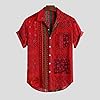 Casual Comfortable Printed Men's Basic Shirts Casual Men's Shirts Vintage Fashionable Plus Size Party T-Shirt, red, XXL #3