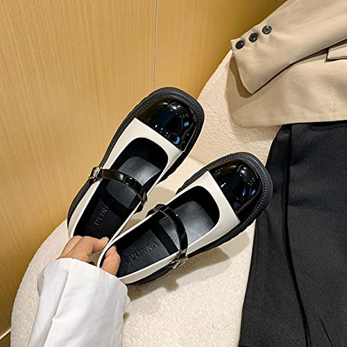 Mary Jane Shoes for Girls Ballet Flats Back to School Princess Wedding Shoes (Color : White, Size : 6 US)4