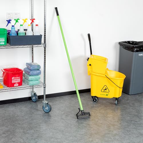 Image of Restaurantware Fiberglass Mop Handle - 60 Inches - Durable Quick Release Handle With Ergonomic Grip - Heavy-Duty Plastic Green Handle For Commercial Cleaning