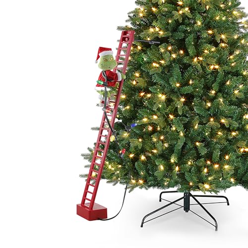 Mr. Christmas 43 Animated Ladder Climbing Grinch Christmas Decoration with LED Lights and Music Battery Operated