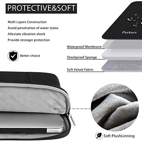 Ferkurn 14-15.6 Inch Laptop Sleeve Shoulder Case Protective Bag with Handle Compatible with MacBook Pro 16\"/14\" 15\" 15.6\" HP Asus Acer Chormebook Notebook Inspiron, Waterproof Cover with Pocket,Black