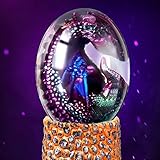 Dragon Egg Ornament, Crystal Transparent Resin Dragon Statue Egg, Exquisite Dragon Egg with Circular...