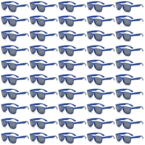 Image of 50 /100 Pack Bulk Sunglasses for Adult Retro 70s 90s Cheap Glasses UV400 Protection (50Blue, Black)
