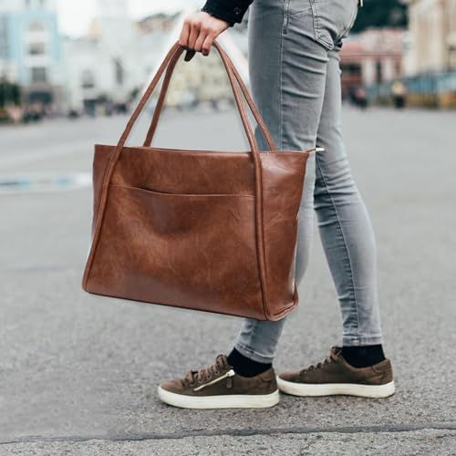 Image of Vegan Leather Tote Bag for Women Large Purse for Work Lady Handbag