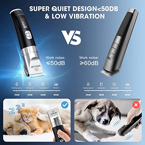 oneisall Cat Hair Trimmer,Quiet Cat Clippers for Matted Hair,Cordless Cat Grooming Kit with Comb,3 Speed Cat Shavers for… - Image 3