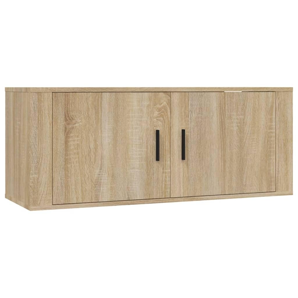 3-TLG. TV-Schrank-Set Sonoma-Eiche Holzwerkstoff, Hängend, Modernes Media-Center für Wohnzimmer, Viel Stauraum, Einfache Wandmontage, Langlebig
