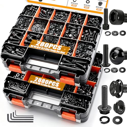Image of weideer 3160PCS Metric Flange Bolt Assortment,Metric Screw Assortment,12.9 Alloy Hex Socket Head&10.9 Alloy Hex Button Head&10.9 Flange Hex Nuts and Bolts,M2 M3 M4 M5 (4-30mm) M6x1.0 M8x1.25 M10x1.5