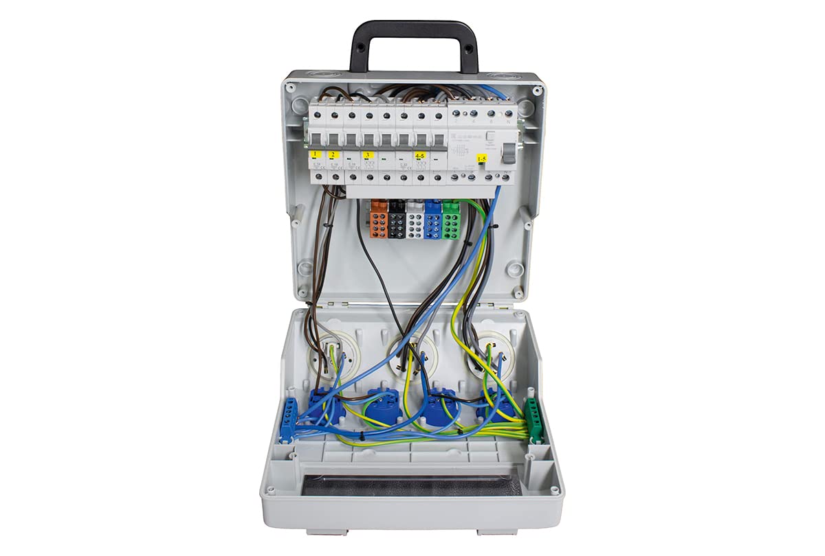 as - Schwabe Fixo 14D MAX 61525 Répartiteur mural pour raccordement fixe NYM-J jusqu'à max. 5 x 10, 5 prises de terre 230 V/16 A, 3 x CEE 400 V/16 A, 5 broches, 1 x CEE 400 V/32 A, 5 broches, 2 x