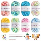 Acrylgarn zum Stricken, 8 Stück Mehrfarbiges Knitting Yarn Häkelgarn...