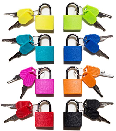 Preisvergleich Produktbild Kleine Vorhängeschloss mit Schlüssel, passt auf Schließfächer, Rucksäcke und Werkzeugkasten, leicht von Anderen Farben zu unterscheiden (8 pro Packung)