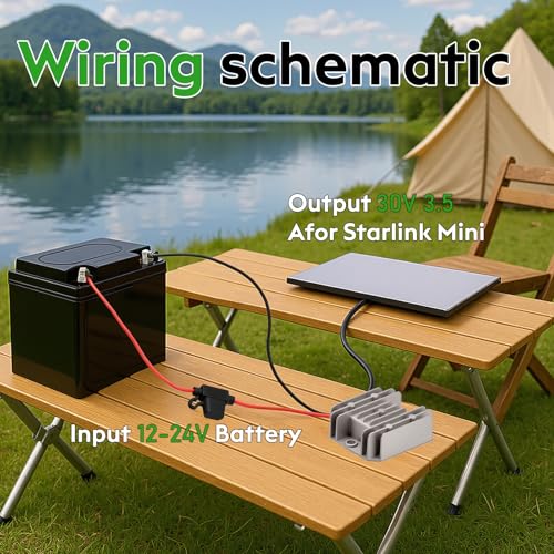 Starlink Mini 12V Adapter DC 12V 24V to 30V 3.5A Step Up Converter Starlink Mini Power Supply Cord Boost Conversion with Fuse3