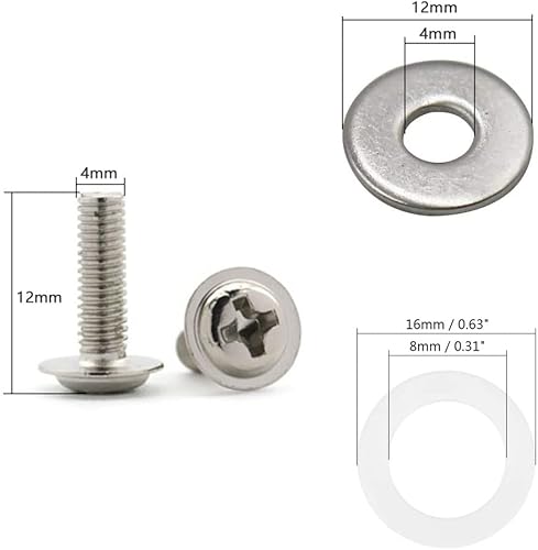 Miniatura 7 de TUOREN Paquete de 6 lengüetas de tambor plateadas, de un solo extremo, con tornillos de montaje, piezas de percusión (26mm1")