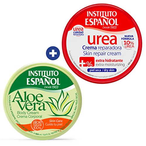Instituto Español Urea Crema Hidratante Corporal, Crema Corporal Aloe Vera, Cuidado Diario Hidratante, Nutritiva De La Piel, Cream Hidratante Diaria Para Manos, Pies, Rodillas, Set 800ml