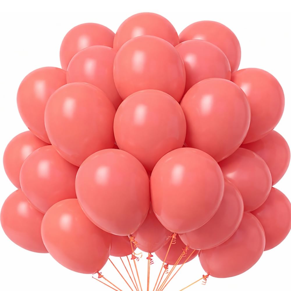 Pastel Red Balloons 50 Pack 12 Inch Soft Strawberry Latex Balloon Macaron Rose Party Decorations for Birthday Baby Shower Wedding Anniversary Valentine's Day Festival Event