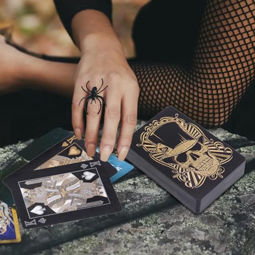 Wasserdichte Spielkarten, Schädel Spielkarten - Pokerkarten PVC Spielkarten - Flexible Aluminium-Spielkarten werden mit einer Aufbewahrungsbox für Texas Holdem Poker Go geliefert – Bild 3
