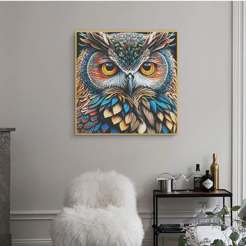 Image of ITSTITCH Stamped Cross Stitch Kits - Full Set of Embroidery for Beginners or Adults,14 CT 2 Strands DIY Owl Patterns Counted Arts Craft 16.1x16.1 inch