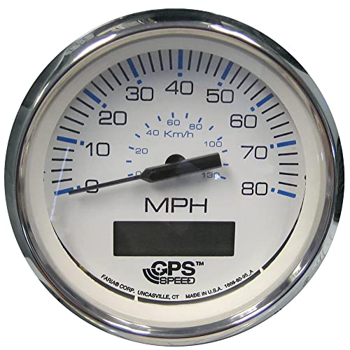 Faria 33829 Chesapeake Speedometer - White 4" Ss, 80 Mph #TOP5