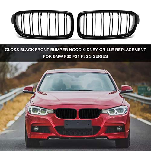 Zwbfu 2 peças preto brilhante para-choque dianteiro capô grade de rim de linha dupla grade de corrid