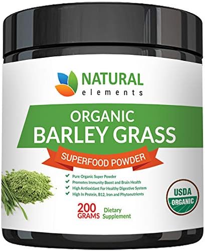 Barley Grass Powder - USDA Certified Organic Barley Grass Powder - Non-GMO, Vegan, and Non-Irradiated - Rich In Antioxidants, Protein, Fiber, Minerals, Chlorophyll, Amino Acids and Protein - 200 Grams