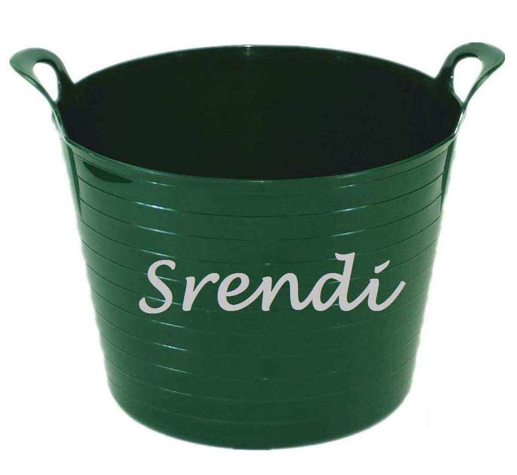 Easy Shopping 5 x 42 Litre Large Flexi Tub Garden Home Flexible Colour Rubber Storage Container Bucket Polyethylene Flex Tub- MADE IN U.K. (Green)