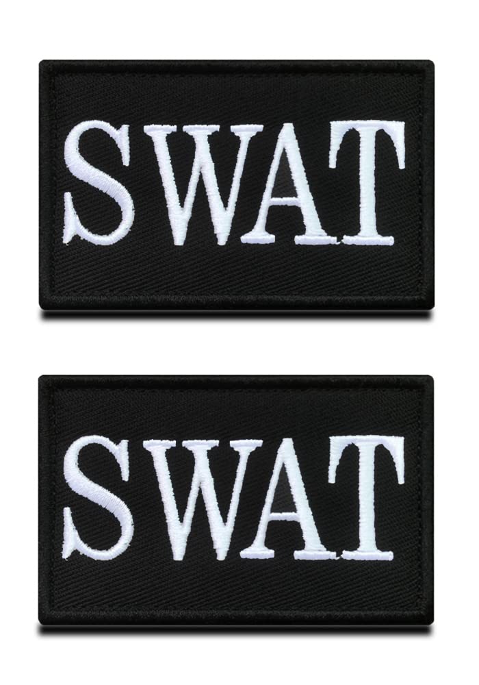 Zcketo 2 Pieces SWAT Special Weapons and Tactics Police Military Embroidered Applique Hook & Loop SWAT Police Emblem Patch for Attach to Clothes Jackets Jean Hat Vest Dogs Harness Collect