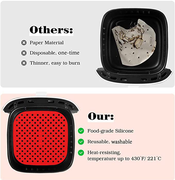 Tappetini Per Friggitrice Ad Aria Ciieeo - 4 Pezzi, Antiaderenti, Riutilizzabili, Bianco E Nero