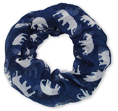 v28 Gorgeous Blue Elephant Print Long & Soft Scarf Shawl/Wrap - Large (Blue (Infinity))