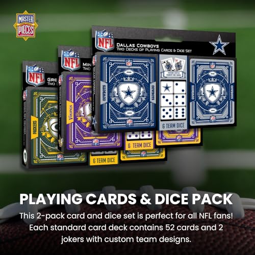 Masterpieces Game Day - NFL Denver Broncos 2-Pack Playing Cards & Dice Pack - Officially Licensed Set for Adults and Family - Image 3