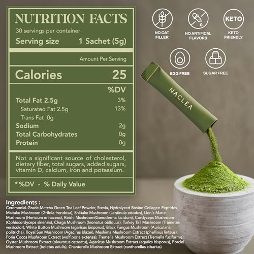 NACLEA Mushroom Matcha Powder with Collagen