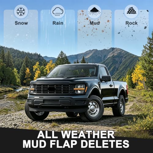 Image of Muslogy 2PCS Mud Flap Delete for 2021-2026 Ford F150 2WD /4WD | No Drill Mud Guards Mudflaps Delete All-Weather Fender Guard for Rock and Sediment Protection
