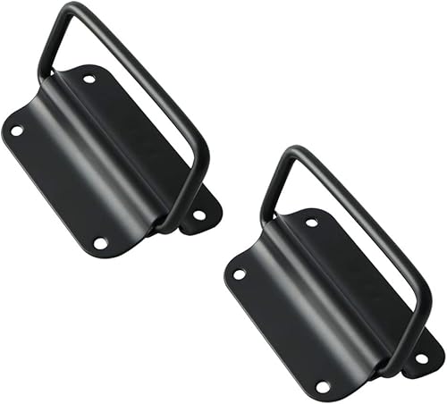 Alise - Manijas plegables de acero inoxidable para puerta caja de herramientas de madera mecánica color negro mate paquete de 2