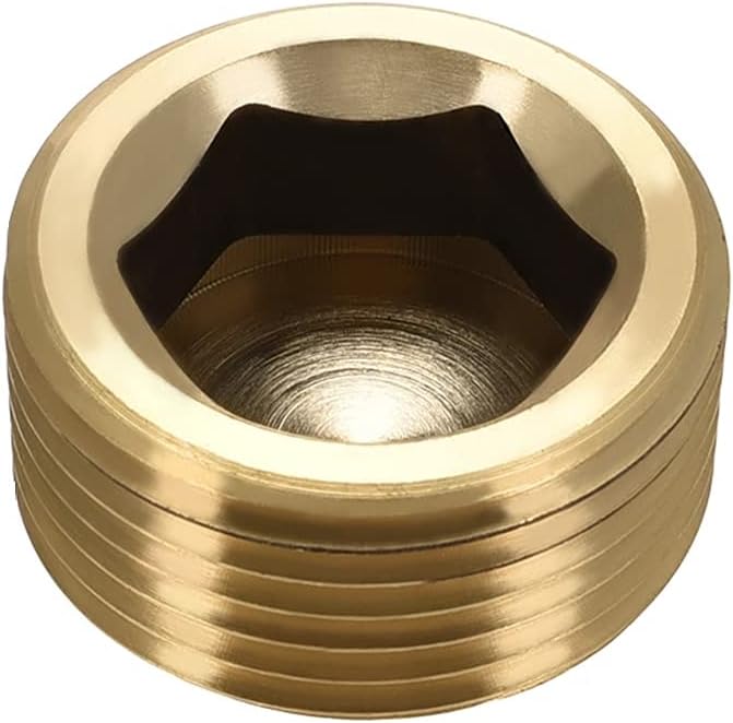 1/2" NPT Plug Brass Pipe Fitting, Counter sunk Thread Internal Hex Head Style Male Pipe (Pack of 3)