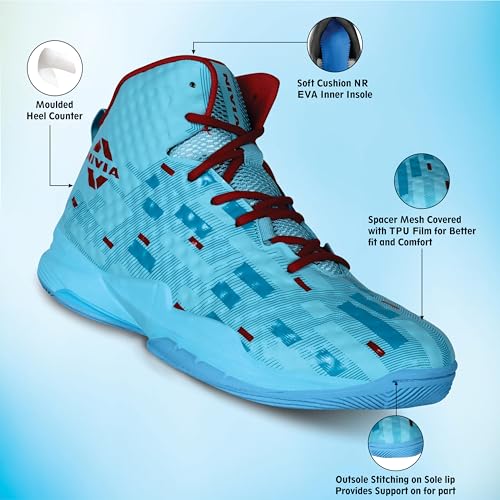 Image of Nivia Engraver 2.0 Basketball Court Shoes for Men,Durable Rubber Sole, Indoor & Outdoor Court Shoes, Soft Cushion NR EVA Inner Insole, High-Performance Footwear for Basketball Enthusiast