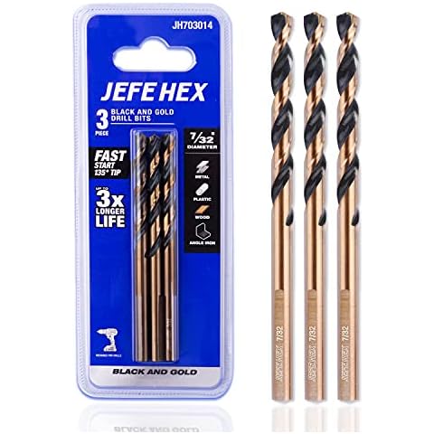 JEFE HEX 7/32" 3 Pieces HSS Jobber Twist Drill Bit Set Cover