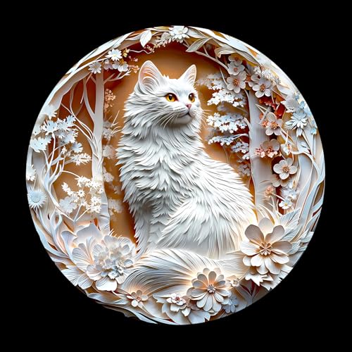 Masseruon 1000 Piece Puzzle for Adults, 26.6 * 26.6in Cat Puzzle for Adults, 1000 Pieces Flat Puzzles with 3D Visual Effect When Completed, Adult Puzzles Games