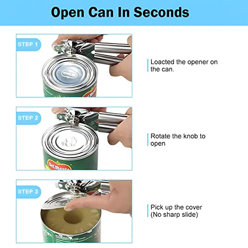 Areer Multifunctional 3-in-1 Can Opener – Stainless Steel Tin Opener with Smooth Edge Cut - Heavy Duty Can Opener Manual with Comfortable Grip Handle and Large Turn Knob