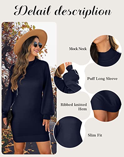 Image of GRECERELLE 2026 Womens Fall Winter Mock Neck Mini Pullover Sweater Dress | Long Sleeve Ribbed Knit Bodycon Fit for Parties Date Holidays Daily(XS-2XL)