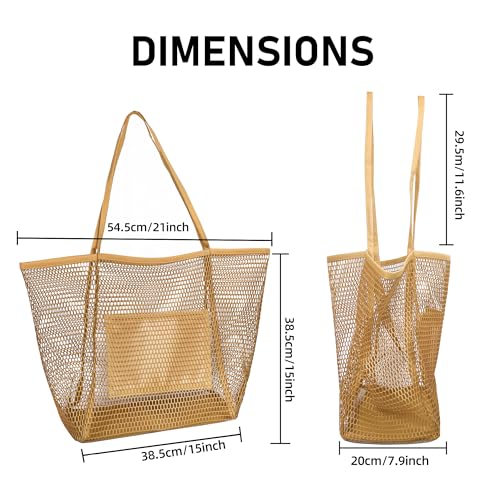VKIOIP Women Mesh Tote Beach Bag,Shoulder Bag for Vacation，Picnic2