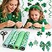 Greatdiy St Patrick's Day Faux Leather Sheets 8 x 12 Inch, Green Shamrock Printed Glitter Fabric for Bows and Crafts (Green Shamrock)