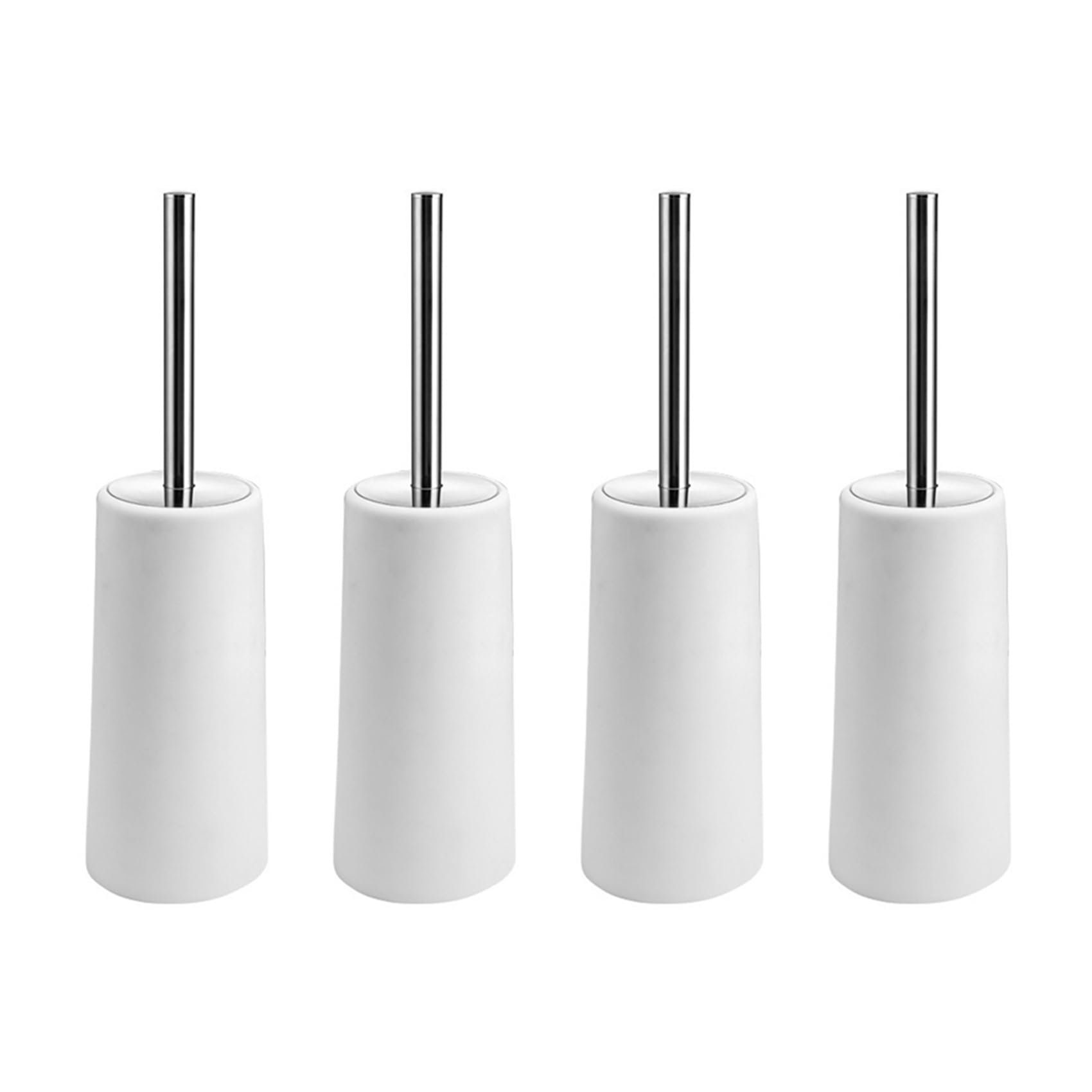 Hndhbfgrt Toilet Brush and Holder, 4 Pack Toilet Brush with 304 Stainless Steel Long Handle, Toilet Bowl Brush White