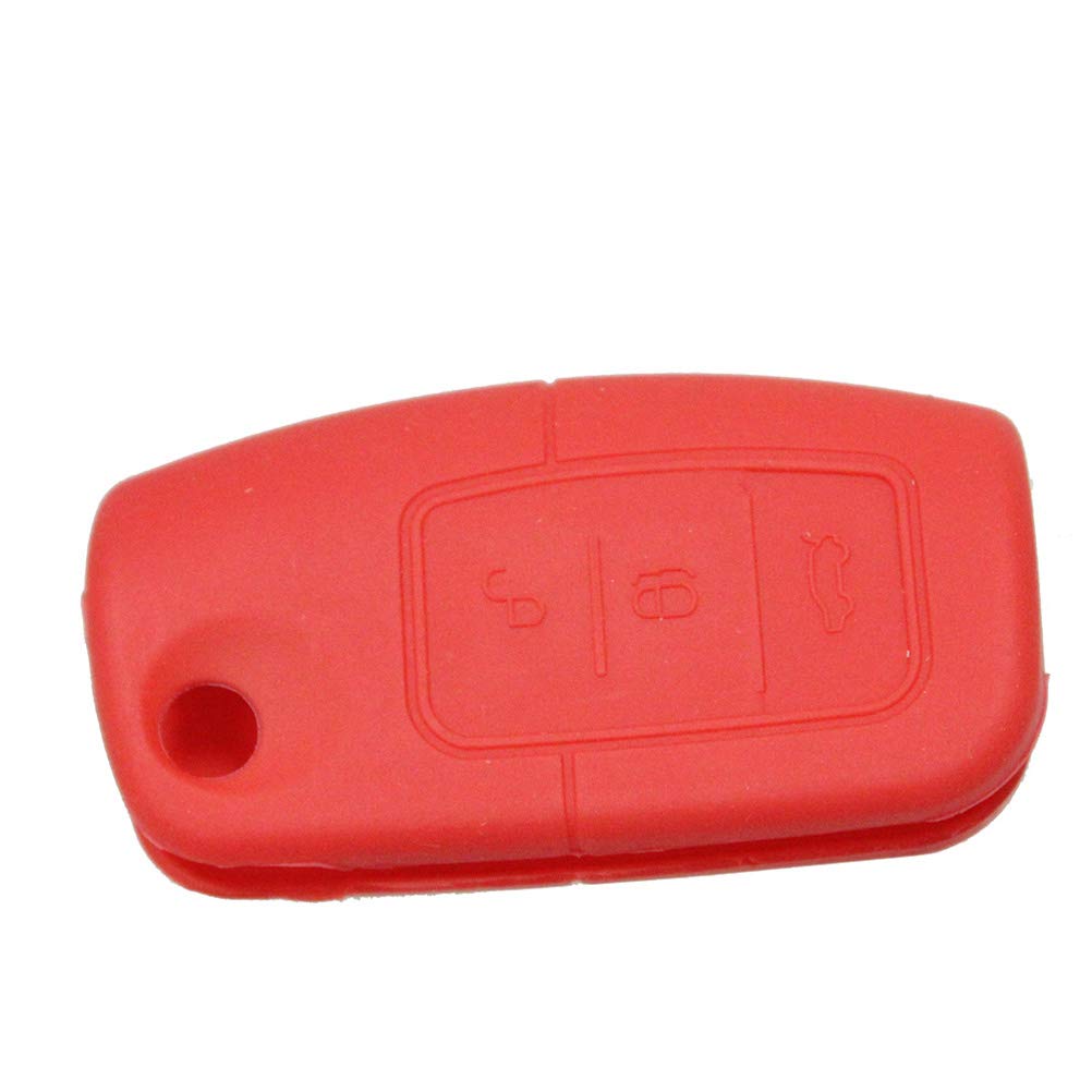 For Ford Fiesta Focus 2 Ecosport Kuga EscapeSilicone Protecting Cover Holder Key Jacket Remote Key Case Shell Cover (red)
