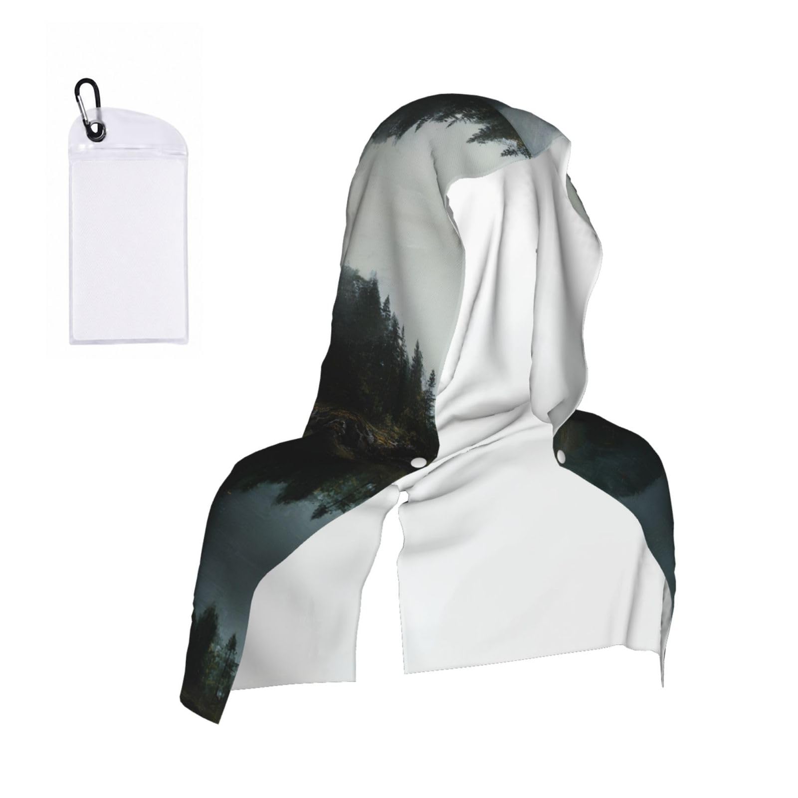 EZDLOWVBA Lake Print 2 Pack Cooling Hoodie Towels,Sports Headscarf, Neck Wrap Scarf,Breathable Cooling Towel For Neck And Face, Travel, Swimming, Training