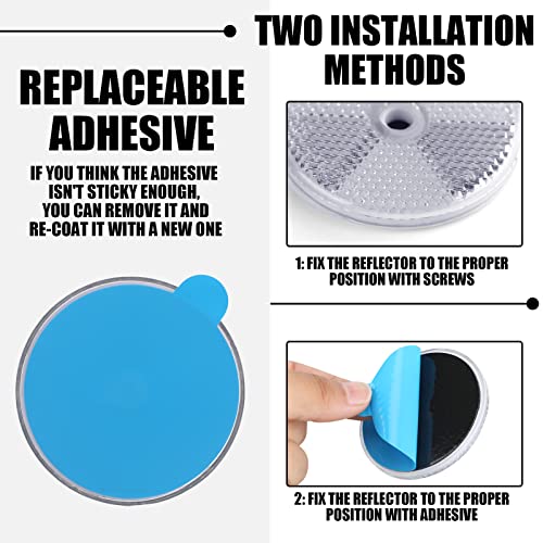 Kingdder 32 Pcs Front Reflector Round Reflector For Driveway Fence Gate Posts Trailers Safety Reflectors With Center Mounting Holes Automobiles Boats Mailboxes Reflector(White) #TOP4