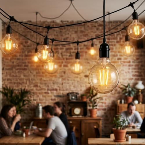 Image of Fizzytech G80 LED Filament Globe Bulb, Warm White 3500K, Clear Glass Decorative Edison Light, E26 /E27 Standard Base, Energy Efficient Lamp for Home, Bedroom, Living Room, Cafe & Restaurant - Pack of 4