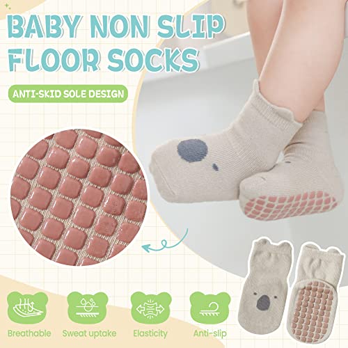 Velice Baby Toddler Non Slip Socks - Little Girls & Boys Cute Cartoon Cotton Crew Socks - 5 Pairs2