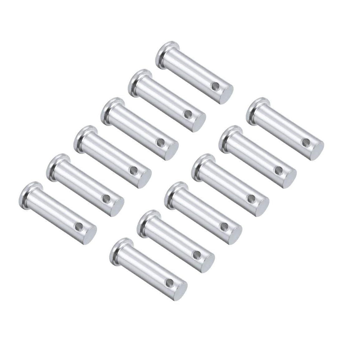 TA-VIGOR 10 x 35mm Clevis Pins Single Hole Zinc-Plated Steel Flat Head 12pc