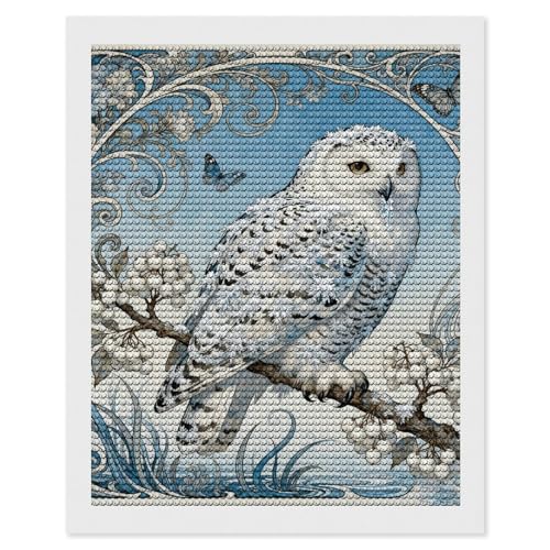 Kit peinture diamant 5D hibou des neiges Cornus pour adultes